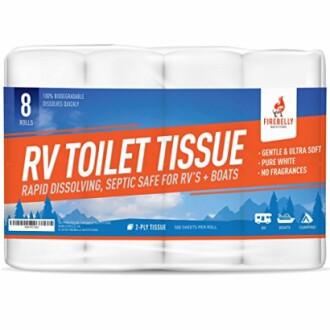 RV Toilet Paper, Septic Tank Safe-MADE IN THE USA- 8 Rolls,2-Ply 500 Sheets - Fast Dissolve Bath Tissue for Camping, Marine, RV Holding Tanks, Biodegradable - Firebelly Outfitters Review
